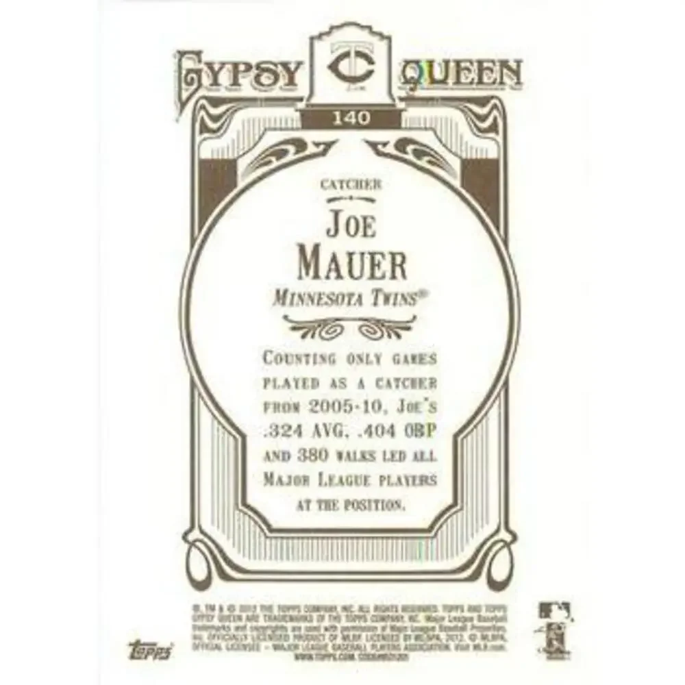 2012 Topps Gypsy Queen Joe Mauer # 140 Minnesota Twins